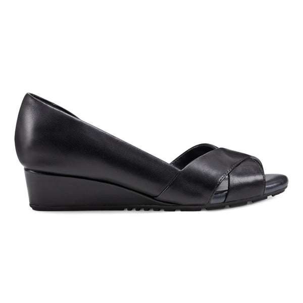 Easy Spirit Bernie Dress Wedges Black Leather