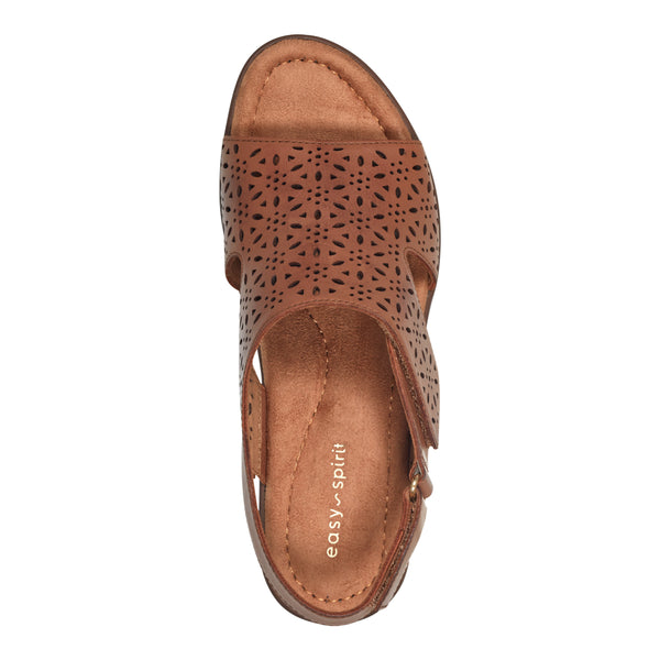 Easy Spirit Calix Heeled Sandals Brown Leather