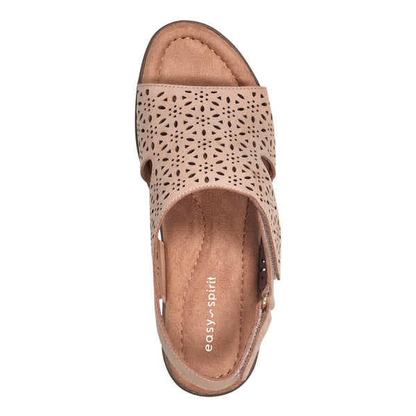 Easy Spirit Calix Heeled Sandals Natural Suede