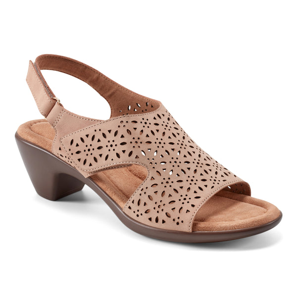 easy spirit Calix Heeled Sandals Natural Suede
