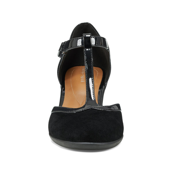 Easy Spirit Cara T-Strap Heels Black Suede