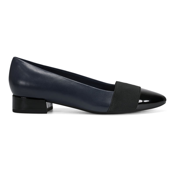 Easy Spirit Casta Cap Toe Dress Pumps Navy Leather