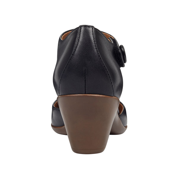 Easy Spirit Clarice Mary Jane Heels Black Leather