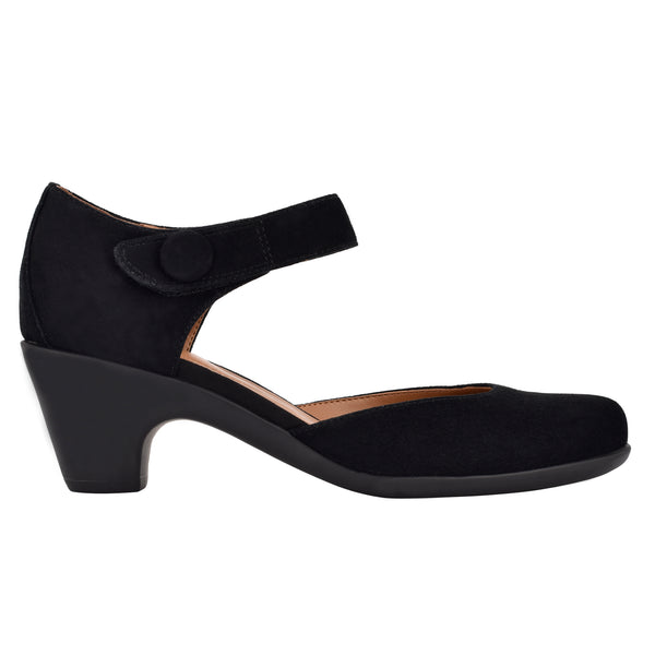 Easy Spirit Clarice Mary Jane Heels Black Suede