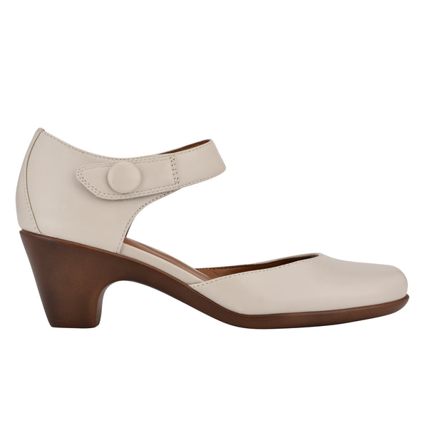 Easy Spirit Clarice Mary Jane Heels Ivory Leather