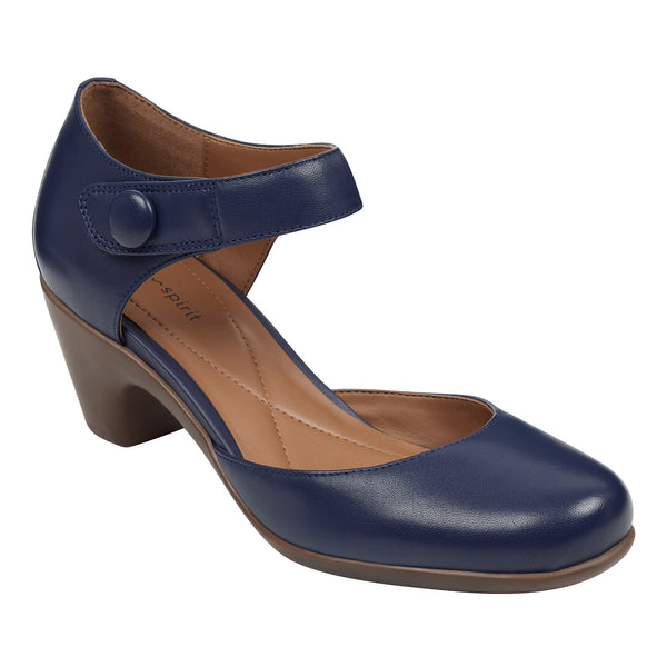easy spirit Clarice Mary Jane Heels Navy Leather