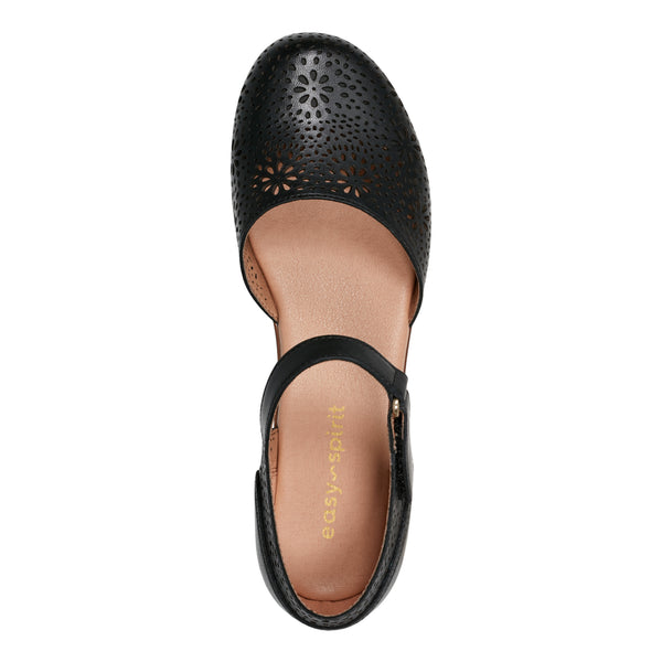 Easy Spirit Denita Mary Jane Heels Black Leather