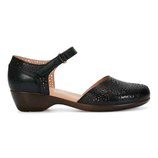 Easy Spirit Denita Mary Jane Heels Black Leather