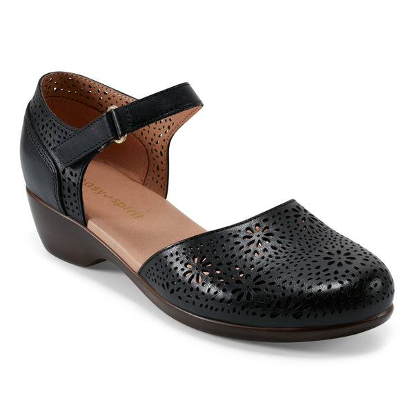 Easy Spirit Denita Mary Jane Heels Black Leather