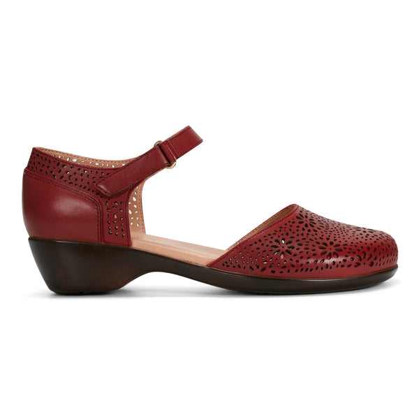 Easy Spirit Denita Mary Jane Heels Red Leather