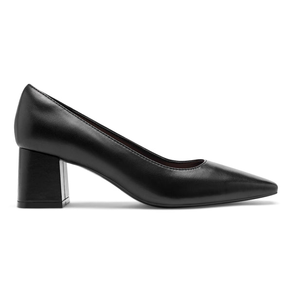 Easy Spirit Dorian Block Heel Pumps Black Leather