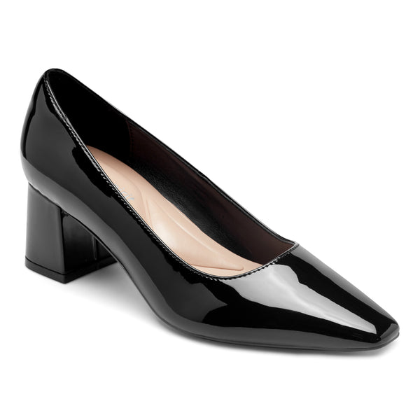 Easy Spirit Dorian Block Heel Pumps Black Patent