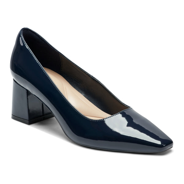 Easy Spirit Dorian Block Heel Pumps Navy Patent