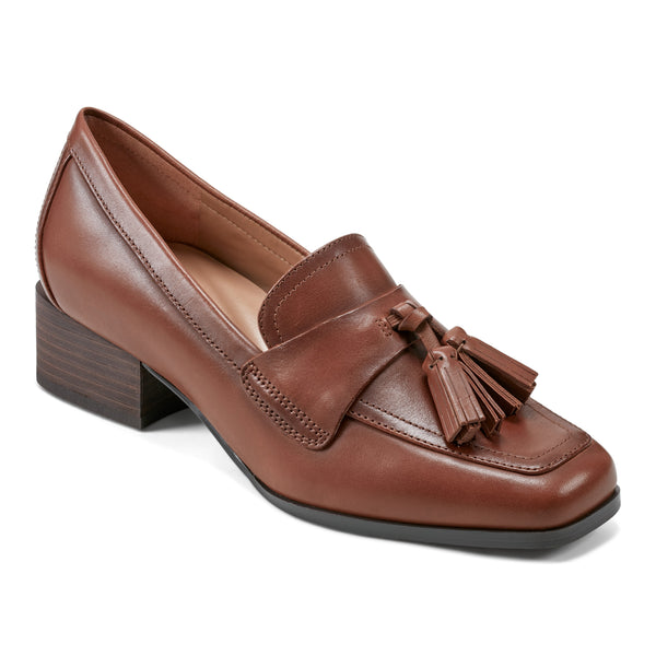 Easy Spirit Drew Dress Loafers Brown Leather