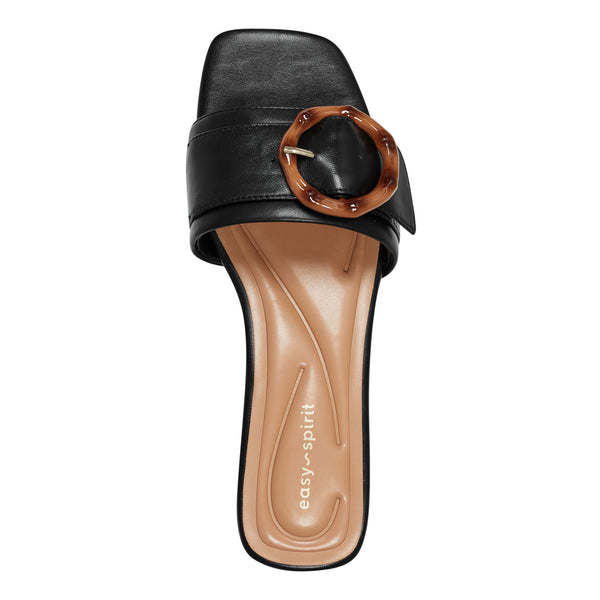 Easy Spirit Gatlin Slide Sandals Black Leather