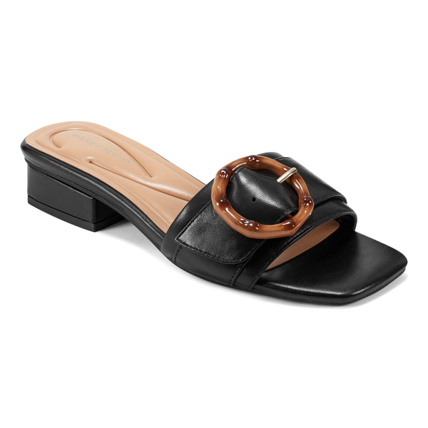 easy spirit Gatlin Slide Sandals Black Leather