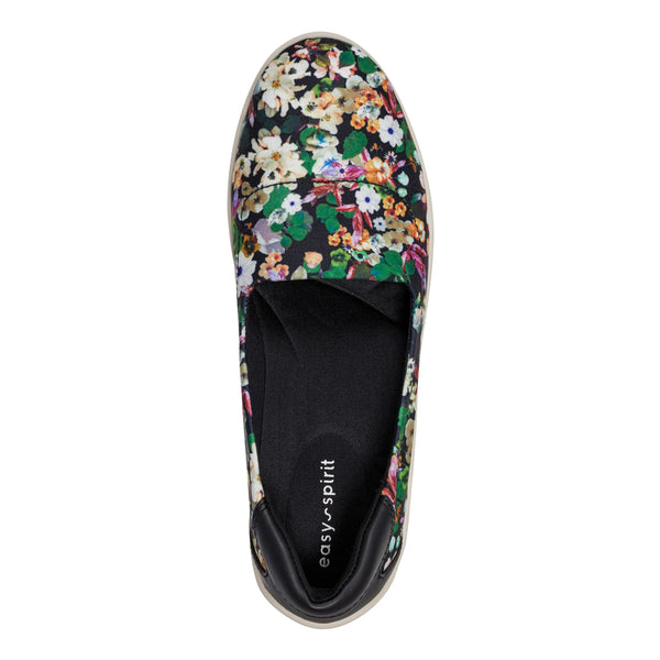 Easy Spirit Gift Slip On Flats Black Floral