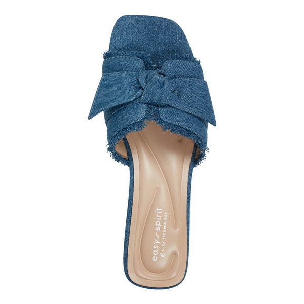 Easy Spirit Girly Bow Slide Sandals Denim