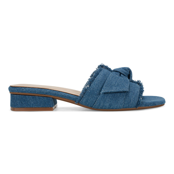 Easy Spirit Girly Bow Slide Sandals Denim