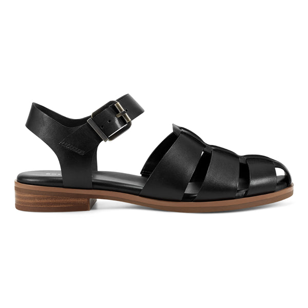 Easy Spirit Gretty Fisherman Sandals Black Leather