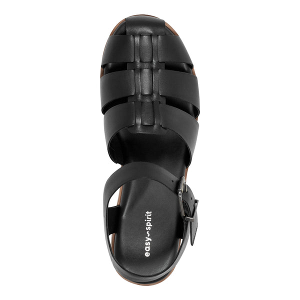 Easy Spirit Gretty Fisherman Sandals Black Leather