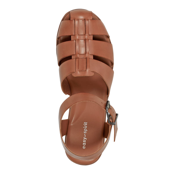 Easy Spirit Gretty Fisherman Sandals Brown Leather