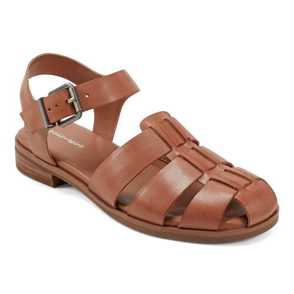 easy spirit Gretty Fisherman Sandals Brown Leather