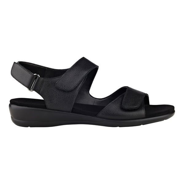 Easy Spirit Hartwell Flat Sandals Black Leather