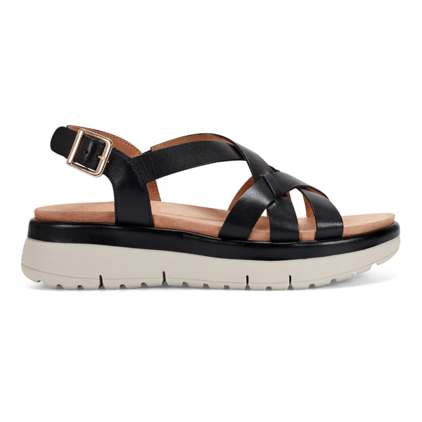 Easy Spirit Indie Strappy Sandals Black Leather
