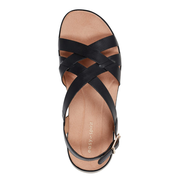 Easy Spirit Indie Strappy Sandals Black Leather