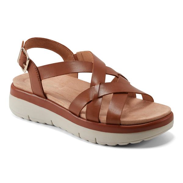 easy spirit Indie Strappy Sandals Brown Leather