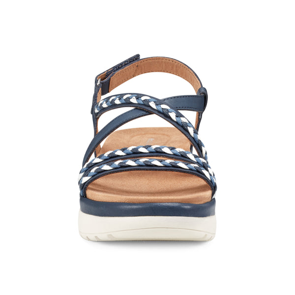 Easy Spirit Ivani Platform Sandals Navy Leather