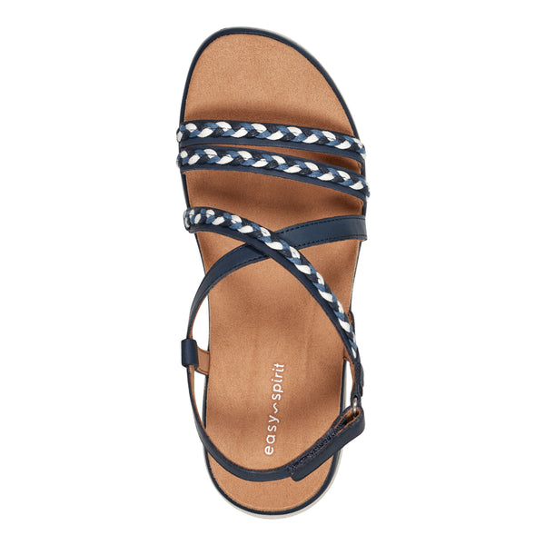 Easy Spirit Ivani Platform Sandals Navy Leather