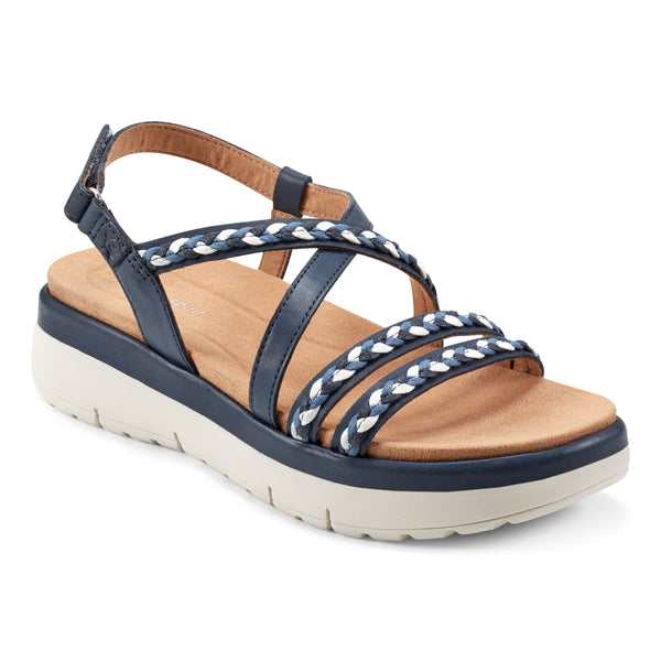 Easy Spirit Ivani Platform Sandals Navy Leather