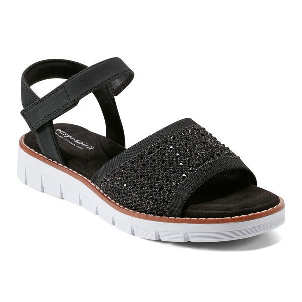 Easy Spirit Jaela Rhinestone Sandals Black