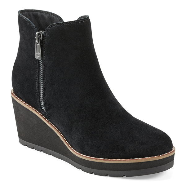 Easy Spirit Jayda Casual Wedge Booties Black Suede
