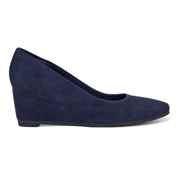 Easy Spirit Jinger Dress Wedges Navy Suede
