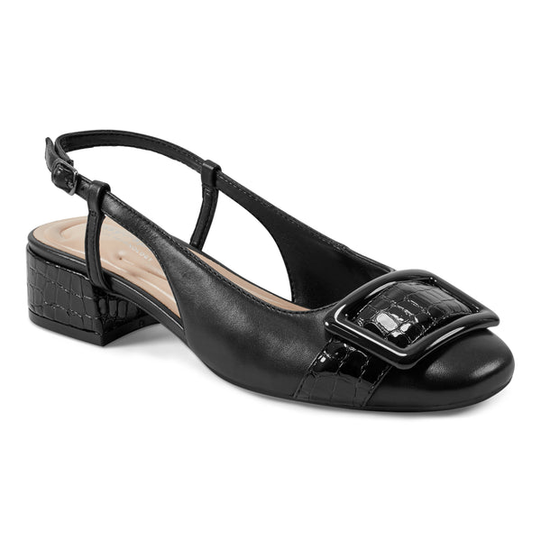 Easy Spirit Jola Slingback Pumps Black Leather