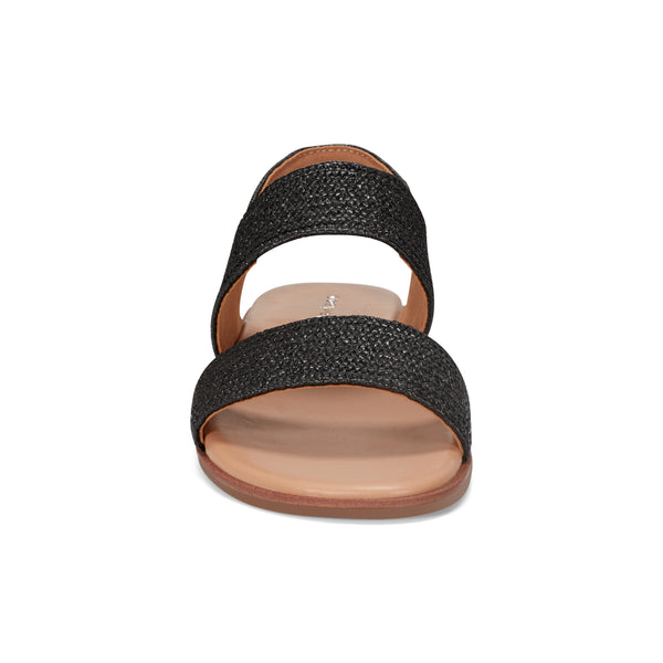 Easy Spirit Lana Flat Sandals Black Raffia