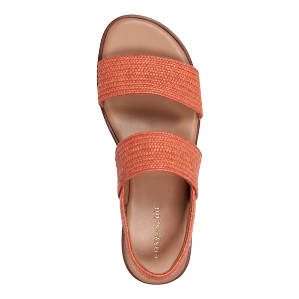 Easy Spirit Lana Flat Sandals Orange Raffia
