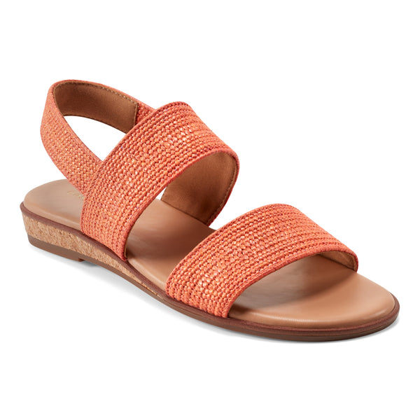 Easy Spirit Lana Flat Sandals Orange Raffia