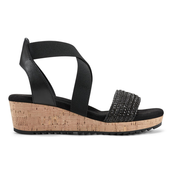 Easy Spirit Lorena Wedge Sandals Black