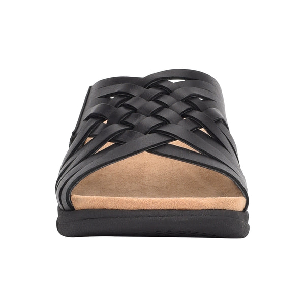 Easy Spirit Meadow Slip On Sandals Black Leather