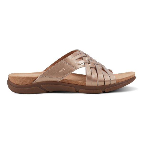 Easy Spirit Meadow Slip On Sandals Bronze Leather