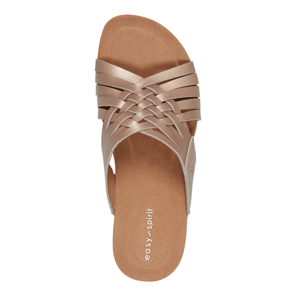Easy Spirit Meadow Slip On Sandals Bronze Leather