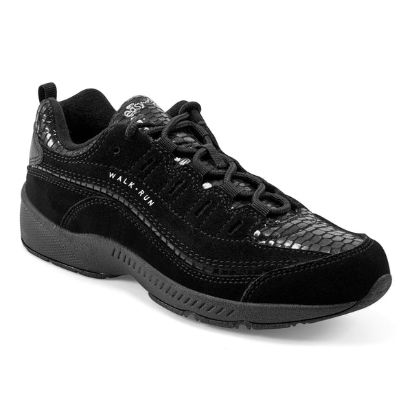 easy spirit Romy Walking Shoes Black Snake Suede