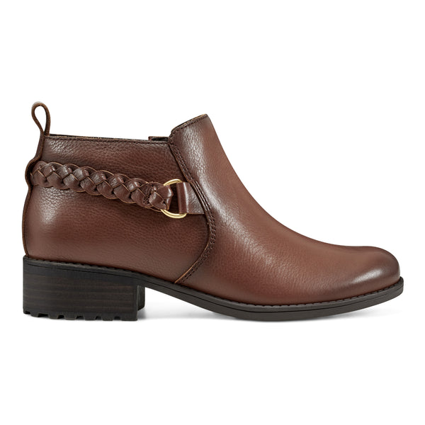 Easy Spirit Roslyn Ankle Booties Brown Leather