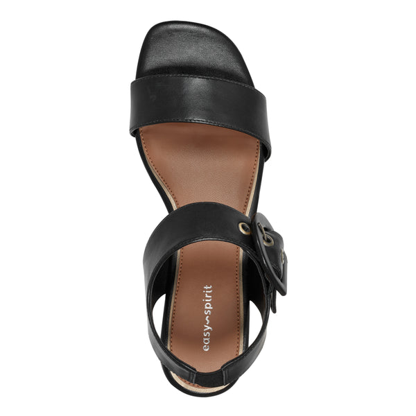 Easy Spirit Selina Heeled Sandals Black Leather
