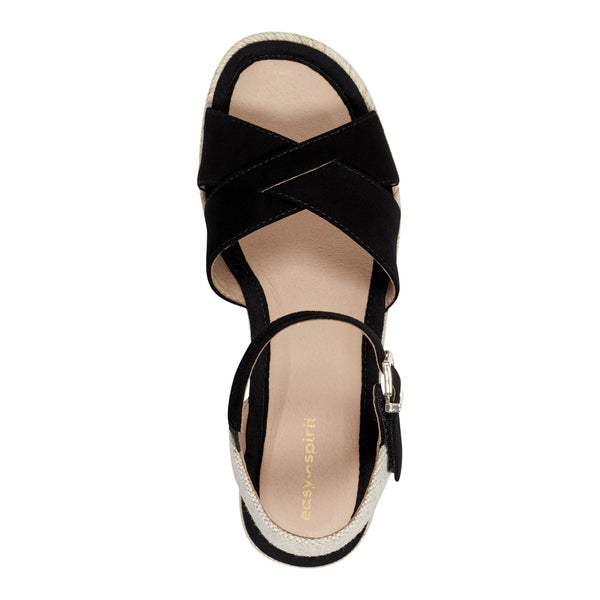 Easy Spirit Shandra Wedge Sandals Black Suede