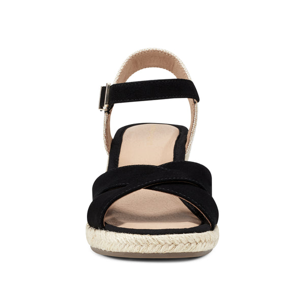 Easy Spirit Shandra Wedge Sandals Black Suede